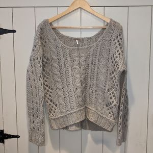Free People open cable knit tan sweater small